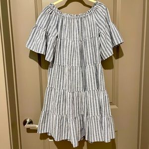 Blue and White Striped Dress